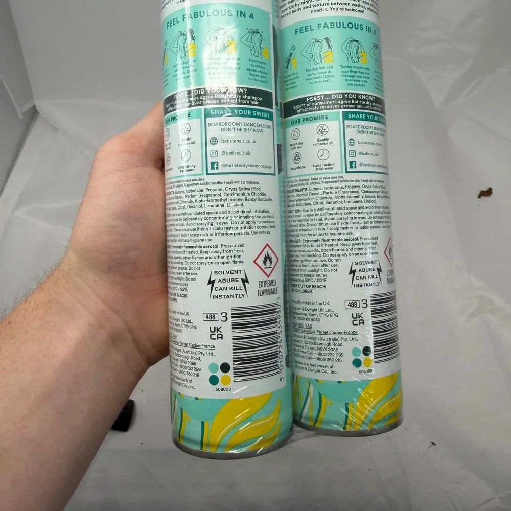 Batiste Original Classic Fresh Dry Shampoo Value Pack 2 Cans 350ml 210g Each NEW